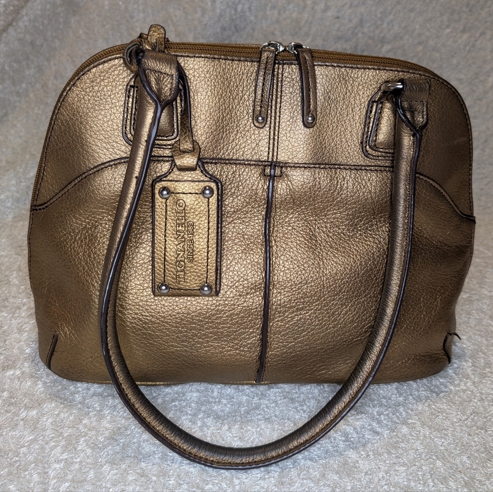 Tiganello Bronze Leather Handbag Satin Lining
